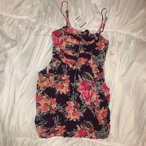 Maroon & coral floral dress
